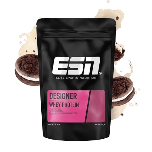 ESN Designer Whey Cookies and Cream 1kg bis zu 23g pro Portion ideal zum Muskelaufbau und  erhalt   made in Germany