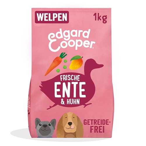 Edgard Cooper Welpenfutter Trockenfutter für Hunde Ente Huhn 1kg Hundefutter trocken getreidefrei ohne Zucker natürliche Zutaten und frisches Fleisch voller essentieller Aminosäuren