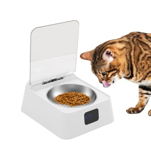 Automatischer Katzenfutterspender Futterautomat mit digitaler Anzeige 350ml Induktionsdeckelöffnung Automatisierte Futterspender mit Infrarot-Sensor für Katzen und Kleine Hunde