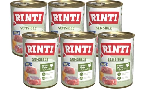  Pute Karotte 6x 400g Glutenfreies für Alleinfutter nur Einer tierischen Proteinquelle Hypoallergen getreidefrei leicht verdaulich