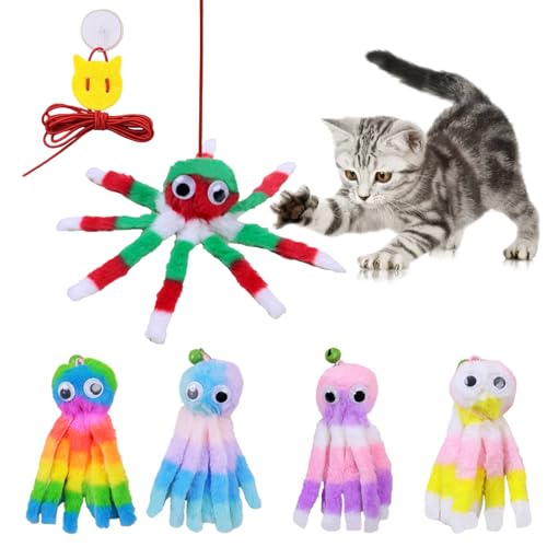 FOSDICK 5 Stück Katzenspielzeug Plüschtier Katzen Spielzeug Bunt Cat Toys In Oktopus Form Katzenminze Spielzeug Katze mit Glöckchen Cat Toy Selbstbeschäftigung Catnip Toy für Kätzchen und Welpen