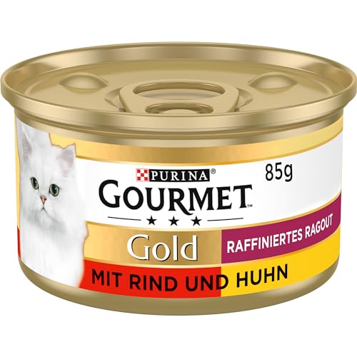 PURINA GOURMET Gold Raffiniertes Ragout Duetto Katzenfutter nass Rind und Huhn 12er Pack 12 x 85g