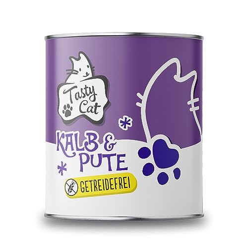 Tasty Cat Nassfutter für Katzen Kalb Pute 6 x 800g. getreidefrei zuckerfrei