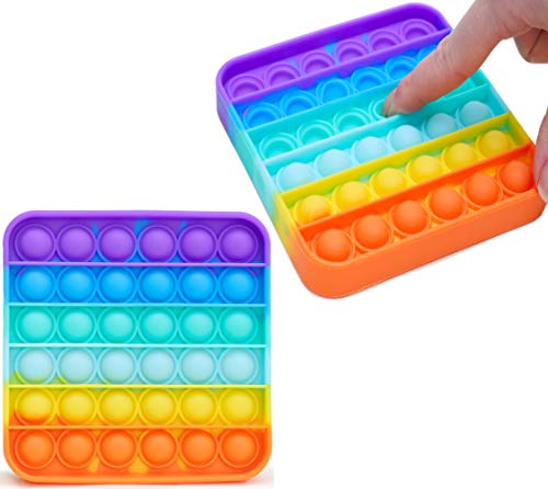 Toyland 2er-Pack - Push Bubble Pop Bubble Sensory Zappelspielzeug - Viele zur Auswahl Rainbow Square