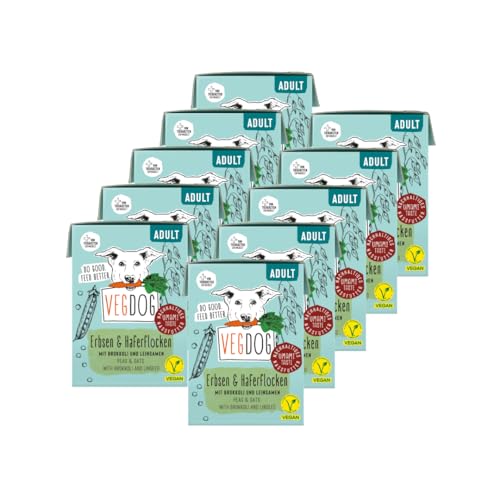 VEGDOG hypoallergenes Nassfutter im Tetra Pak 10 x 200 g Adulte Hunde ohne Gluten und Soja Alleinfutter für Allergiker mit Erbsenprotein
