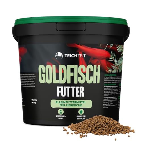 Teichzeit Goldfischfutter I Teich Fischfutter für Goldfische und Teichfische I Fördert Wachstum Farbintensität Schwimmfähig leicht verdaulich Made in Germany 5kg