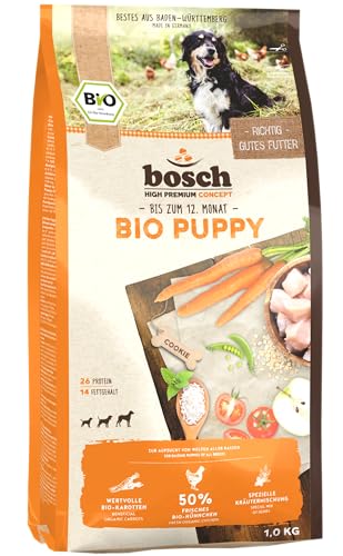 bosch HPC BIO Puppy Hühnchen Karotten Hundefutter für Welpen aller Rassen 100 % Rohstoffe aus nachweislich biologischem Anbau 1 x 11.5 kg