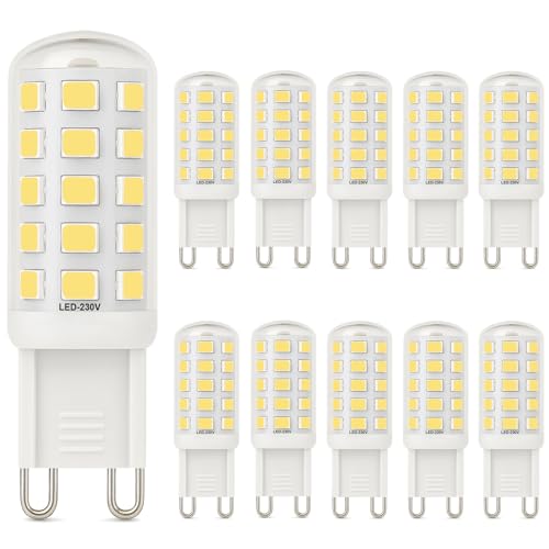 Ugvmn 3W G9 LED Leuchtmittel 580LM Neutralweiß 4000K GU9 LEDs Birne entspricht 40W Halogenlampe Kein Flackern G 9 LED Glühbirne Lampe G9 Enegiesparende Nicht Dimmbar 10er Pack