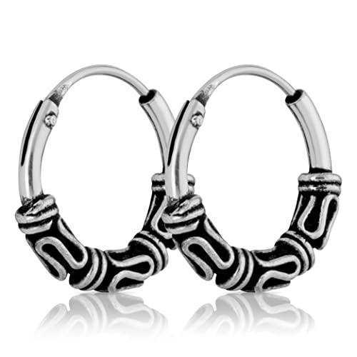 NKlaus Paar 925er Sterling Silber keltische Bali Creole 12 mm wikinger Ohrschmuck 2013
