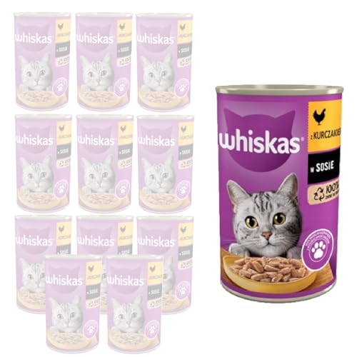 Whiskas Katzenfutter Nassfutter Adult 1 mit Huhn in in Soße 12 Dosen 12 x 400g