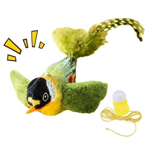 Xasbseulk Zwitscherndes Vogel-Katzenspielzeug Flatternder Vogel Katzenspielzeug Interaktives Plüschspielzeug Leichtes niedliches Katzenminze-Spielzeug für Geschicklichkeit bissfestes