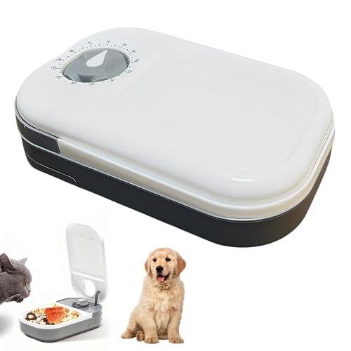 Futterautomat Katze Einzelmahlzeit-Timer Katzenfutter Automat Futterspender Katze für Nass und Trockenfutter Kann Eisbeutel Legen Nassfutterautomat für Katzen für Katzen und Kleine Hunde Weiß