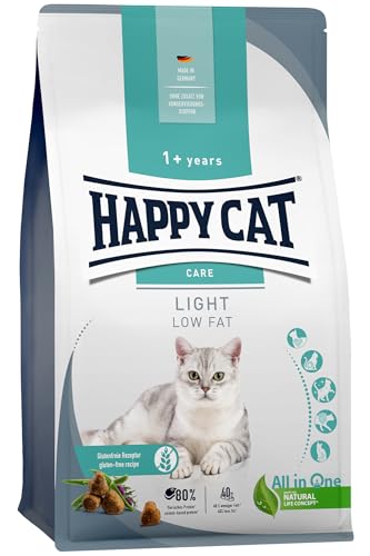 Happy Cat - Care Adult Light M-Serie - Low fett Trockenfutter für Katzen Kater - weniger Fett - 4 kg