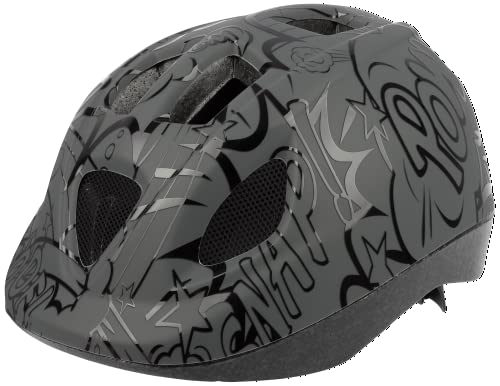 POLISPORT 8740300042 - XS Kids BD Ballons Fahrradhelm für Kinder verstellbar Grösse XS 46-53 cm mit CE-Zertifizierung für Radfahren Skateboarden Skaten in Farbe Grau Schwarz