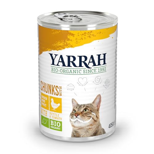 YARRAH Bio Katzenfutter Bröckchen Huhn 405g 12er Pack 12 x 405 g