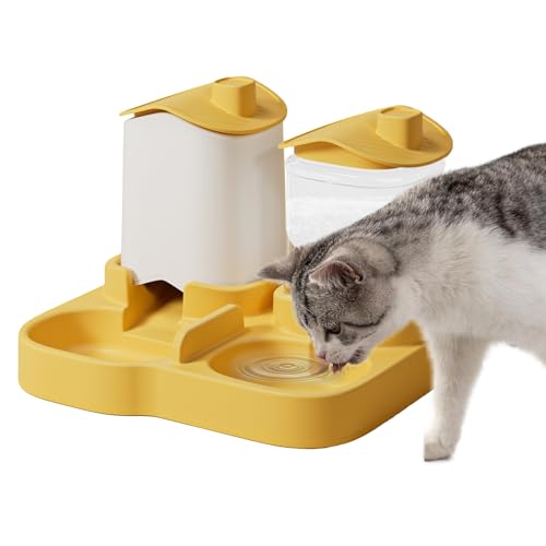 Katzenfutter- und Wasserspender Set Auslaufsicherer Wassernapf Futterautomat Und Trinkbrunnen Für Haustiere Zur Fütterung Von Katzen Hund Welpe Und Kleintieren