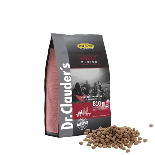 DR.CLAUDER S - Best Choice Adult Medium Trockenfutter für kleine und mittelgroße ausgewachsene Hunde zur Unterstützung der Verdauung. Weizenfreies Alleinfutter im Beutel 350g Geflügel