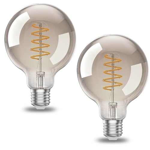 FEILEMAN Edison Vintage Glühbirne E27 LED 95mm Durchmesser 4W - Antike Edison Birne G95 Warmweiß 1800K Retro Design für Wohnzimmer Caf Bar Energiesparend Nicht Dimmbar 2 Stück