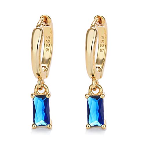 Goldene Ohrringe Damen mit blauen Ohrringen Creolen Gold für Frauen 14K Mini Creolen Gold Ohrringe für Mädchen und Männer 2PCS