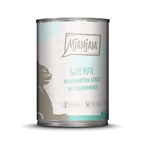 MjAMjAM - Premium Nassfutter für Katzen - Gute Pute an gedämpftem Kürbis 1er Pack 1 x 400 g getreidefrei mit extra viel Fleisch
