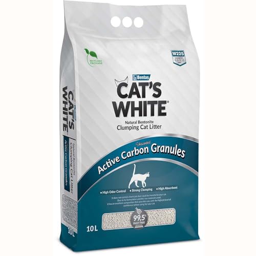 Cat s White Active Carbon Granules klumpendes Katzenstreu mit Aktivkohle Geruchsabnahme für Katzen und Kätzchen 10 l