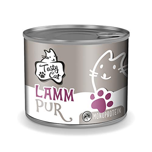 Tasty Cat Nassfutter für Katzen Mono Lamm pur 6 x 200g. getreidefrei zuckerfrei Monoprotein