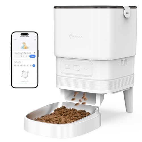 APETDOLA Futterautomat Katze 2.4G WiFi Katzenfutter mit APP Steuerung 4L Automatischer Futterspender mit Batteriebetrieb 10s Sprachaufzeichnung 1-10 Mahlzeiten für Katze Hund Weiß 2.4G