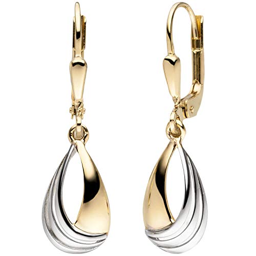 Ohrhänger Tropfen aus 333 Gold Gelbgold bicolor Ohrringe Brisur Ohrschmuck