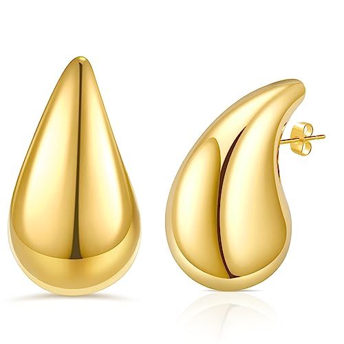 YUGDRUZY 18K Hoop Ohrstecker Hypoallergene Vergoldet Waterdrop Goldene Modeschmuck Frauen Geschenke