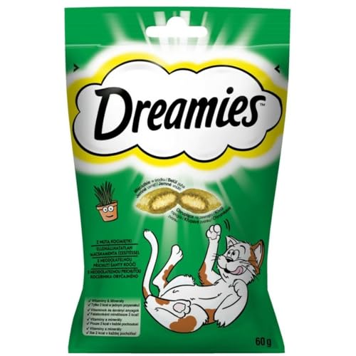 Dreamies Katzensnacks Catnip mit Katzenminze Geschmack 10x60g Außen knusprige innen cremige Katzenleckerlis