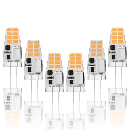 Klighten G4 LED Lampen 3W G4 LED Leuchtmittel Ersetzt für 30W Halogenlampen 2700K Warmweiß 350LM 12V AC DC LED Birnen Nicht Dimmbar Stiftsockellampe Glühbirnen 6er Pack