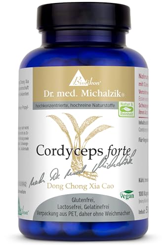 Cordyceps forte Dr. med. Michalzik - 100 Kapseln - je Kapsel 400 mg Cordyceps sinensis-Extrakt - ohne Zusatzstoffe - von BIOTIKON