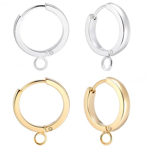 Beebeecraft 1 Box Mit 16 runden Leverback Ohrhaken 24 Karat Gold Und Sterlingsilber Plattiert 201 Huggie Creolen Aus Edelstahl Mit 316 Ohrsteckern Aus Chirurgischem Edelstahl Zur Schmuckherstellung