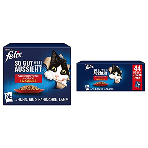 FELIX So gut wie es aussieht Katzenfutter nass in Gelee Sorten-Mix 4er Pack 4 x 24 Beutel 85g So gut wie es aussieht Katzenfutter nass in Gelee Sorten-Mix 44er Pack 44 x 85g