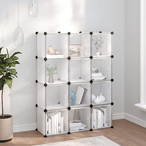 Gecheer Regalsystem 12 Würfeln Türen Kleiderschrank Büchern Transparent PP