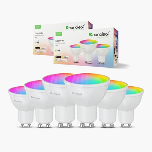Nanoleaf Matter Essentials Glühbirne 6 Smarten RGBW GU10 LED Lampen - Matter über Thread Bluetooth 16 Mio. Farben LED Lampen Bildschirm Sync Funktioniert mit Google Home Apple Deko Gaming