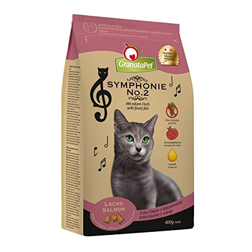 GranataPet Symphonie No. 2 Lachs Trockenfutter für Alleinfuttermittel Getreide Zuckerzusätze schmackhaftes Katzenfutter mit edlem Fisch 300 g