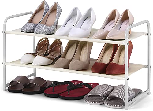 GAXQFEI Schuhständer Stapelbarer Schuhgestell Expandierbarer Exi25C-Verstellbarer Stoff-Schuhregal-Speicherorganisator Weiß 1