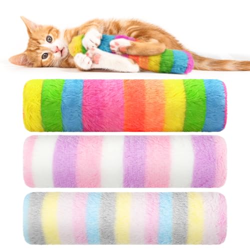 OSDUE 3Pcs Katzenspielzeug Set Katzenkissen mit Baldrian Kissen Plüsch Schmusekissen Weiches Flauschiges Haustier beruhigendes