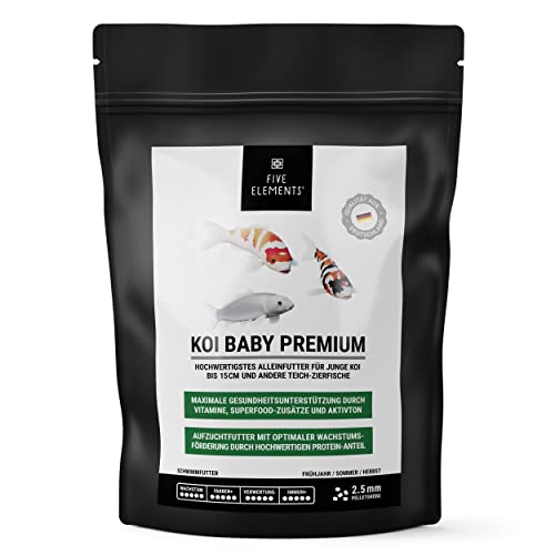 FIVE ELEMENTS Koi Baby Premium 1 4 kg hochwertigstes Wachstums-Futter für Junge Koi Superfood-Zusätze wertvolle Proteine Vitamine