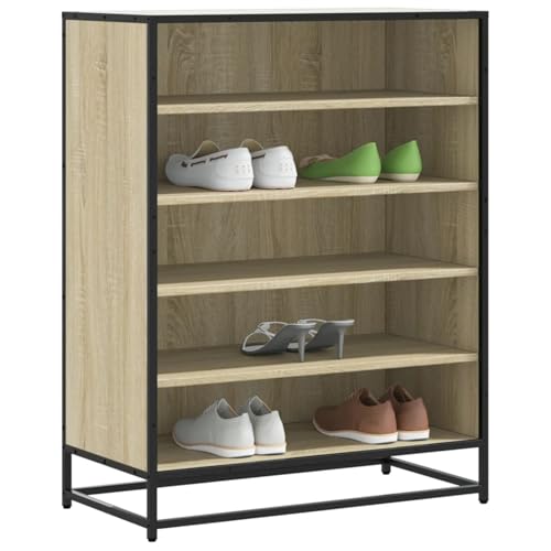 Gecheer Schuhschrank Sonoma Eiche 75x38x97 5 cm Holzwerkstoff Metall Schuhregal Schuhablage Schuhorganizer für Flur Eingangsbereich Schlafzimmer3300871