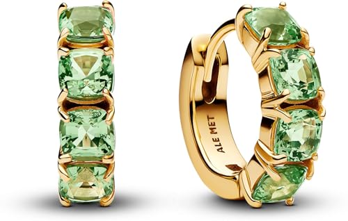 Pandora Timeless Grüne Creolen-Ohrringe aus 14 Karat Vergoldetem Sterling Silber mit Zirkonia 263851C01
