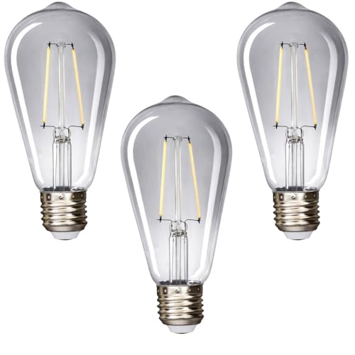 NCC-Licht 3 x LED Filament Leuchtmittel Edison ST64 2 5W 16W E27 klar Rauchglas 150lm Neutralweiß 4000K 270