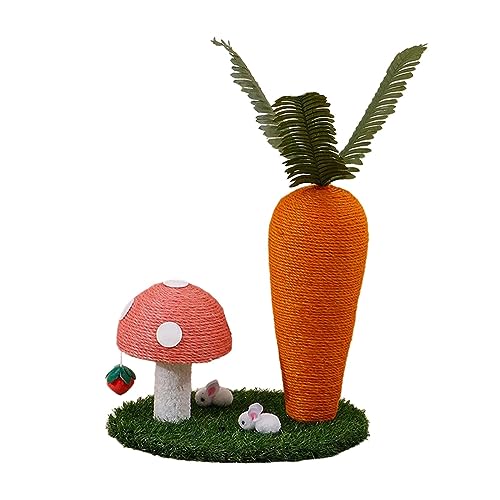 JISADER Karotten Sisal Möbelschutz lustige Krallen Katzenkratzer interaktives Spielzeug für Haustierbedarf Pilz 40x30x40cm