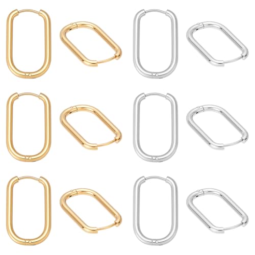 UNICRAFTALE 6 Paar Huggie In 2 Farben 235mm Oval Endlose Edelstahl Huggie Ohrring Kleines Sleeper Piercing Ohrring Set Zur Ohrringherstellung