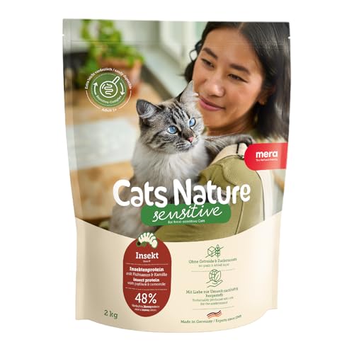 MERA Cats Nature Sensitive Insekt Katzenfutter Trocken 400g Mono-Protein getreidefrei zuckerfrei Katzen Trockenfutter hoher Fleischanteil leicht verdaulich