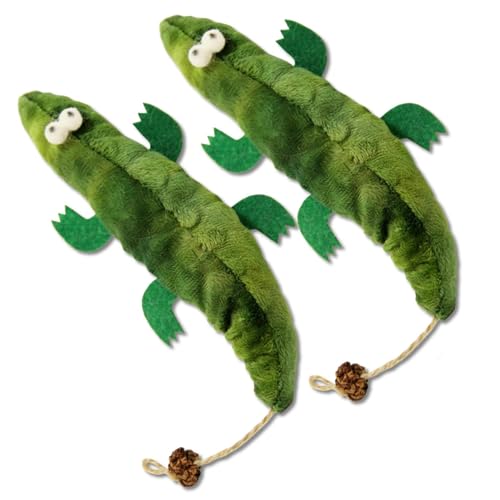 Weduspaty für Innenkatzen 2pcs Catnip  für weiche Krokodil  Kauen  Biss  Katzenminzen natürliche Interaktive für Innenräume