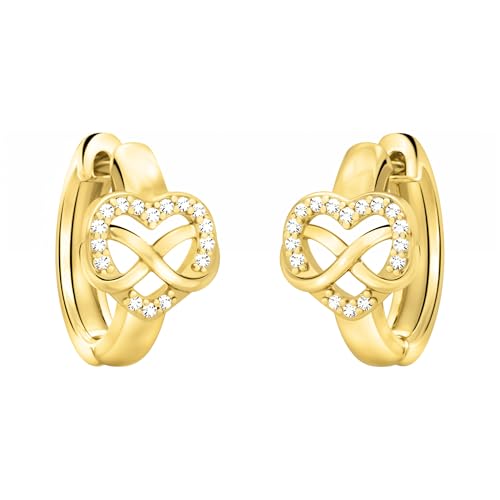 SOFIA MILANI - Damen Ohrringe 925 Silber - vergoldet golden mit Zirkonia Steinen - Herz Creole - E2693