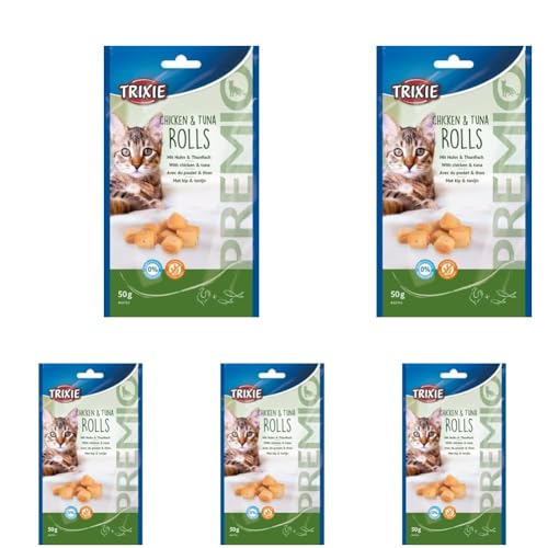 TRIXIE Katzensnack Premio Chicken Tuna Roll - leckere Katzenleckerlis mit Huhn - aus natürlichen Zutaten 50g - 42763 Packung mit 5