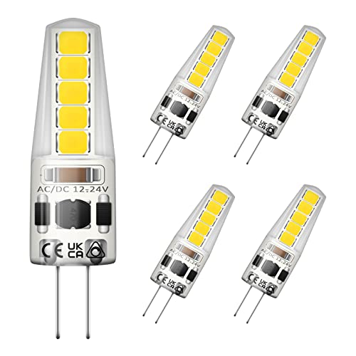 Belns Melns G4 LED Dimmbar Lampen 12V AC DC LED Leuchtmittel Stiftsockel G4 SMD 2W ersetzt 20W Halogen 220lm 6000K Kaltweiß - 5 Stück.